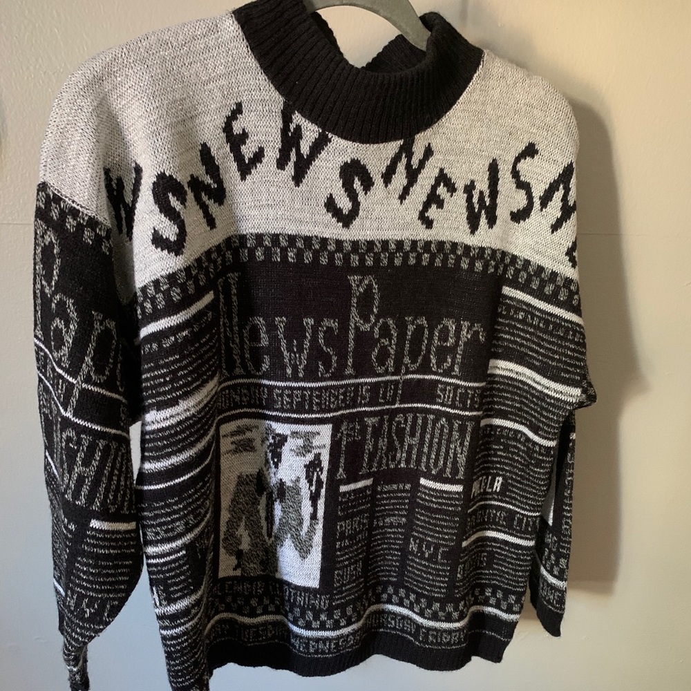 Vintage newspaper knit sweater